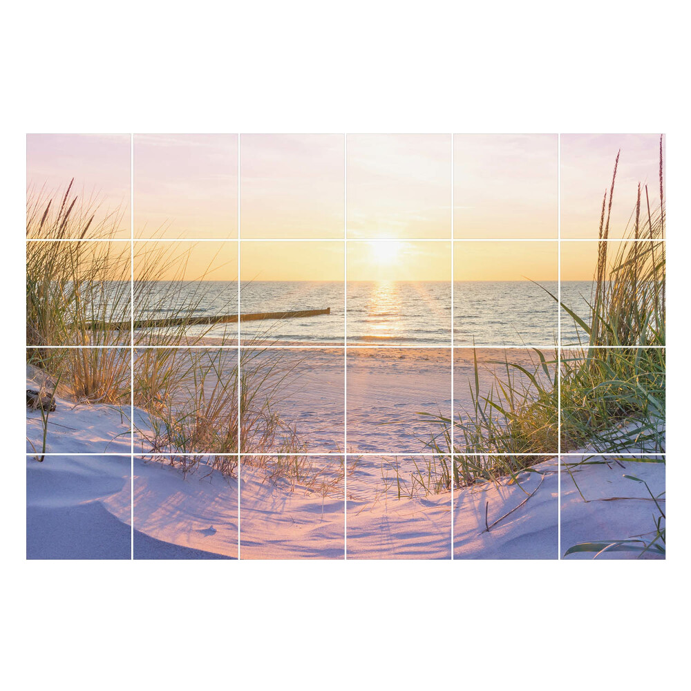 Autocolante gresie Apus de soare peste plajă