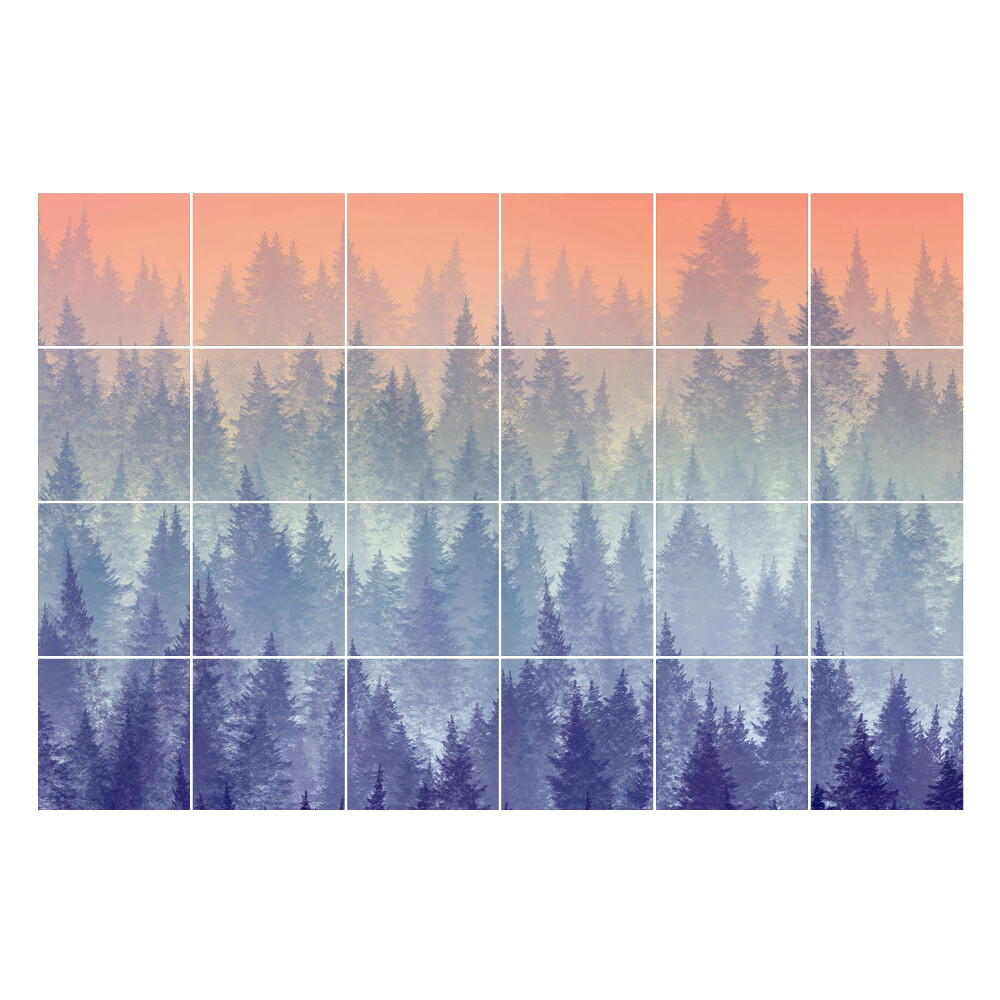 Autocolante gresie Panoramă de pădure cețoasă