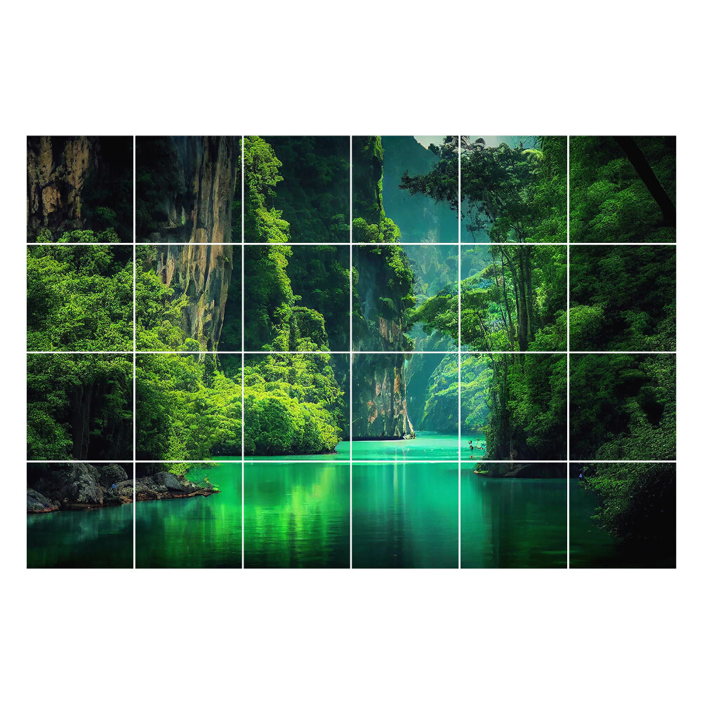 Autocolante pentru gresie O vale pitorească cu apă