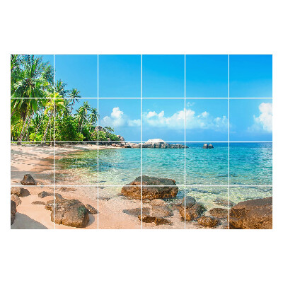 Autocolante gresie si faianta Plajă tropicală cu pietre