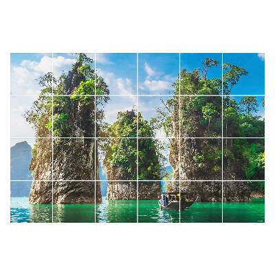 Autocolante pentru gresie Pietre de apă cu vegetație