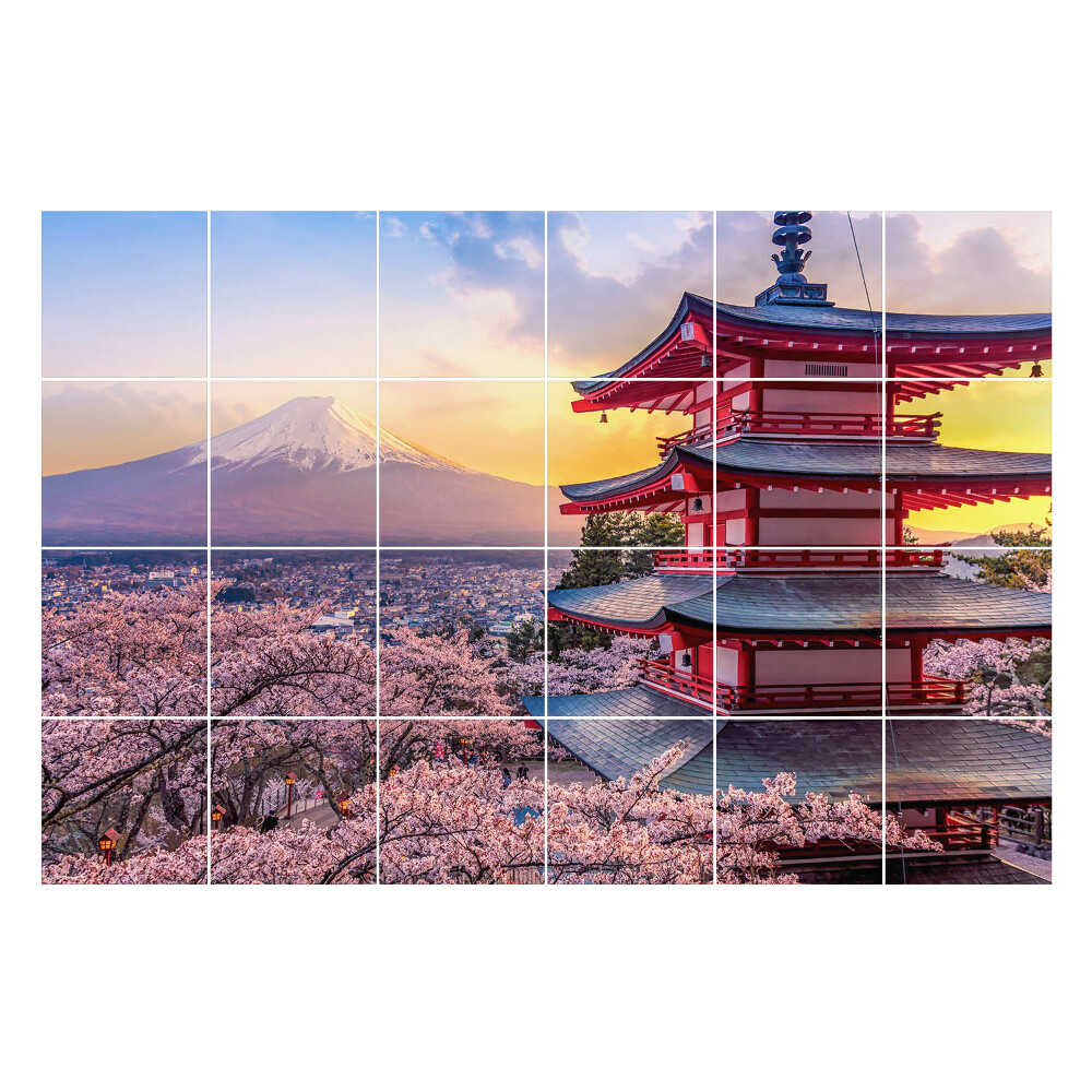 Autocolante pentru gresie Un templu cu un munte în fundal