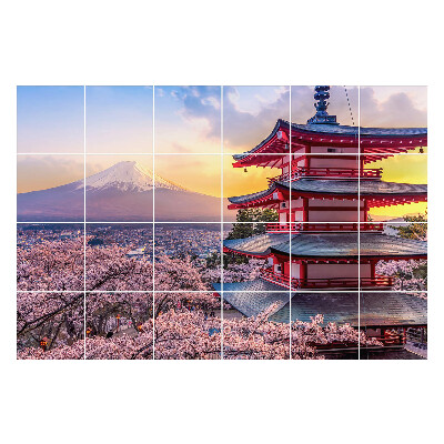 Autocolante pentru gresie Un templu cu un munte în fundal