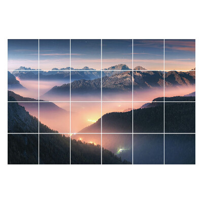 Autocolante gresie si faianta Peisaj montan la amurg