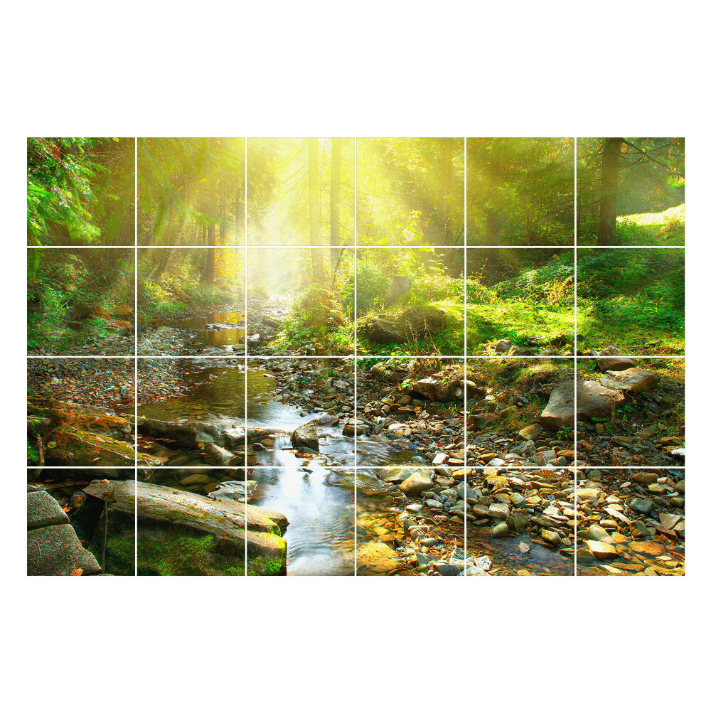 Autocolante gresie Pârâu de pădure la soare