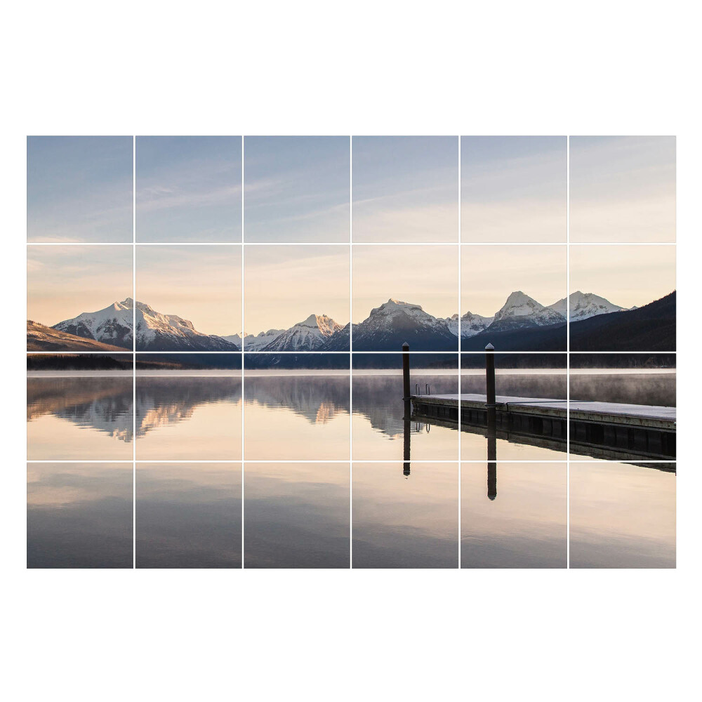 Autocolante pentru gresie Peisaj montan lângă lac