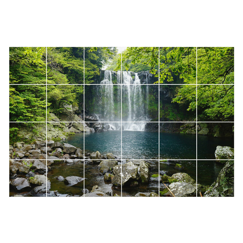 Autocolante pentru gresie O cascadă înconjurată de natură