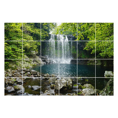 Autocolante pentru gresie O cascadă înconjurată de natură