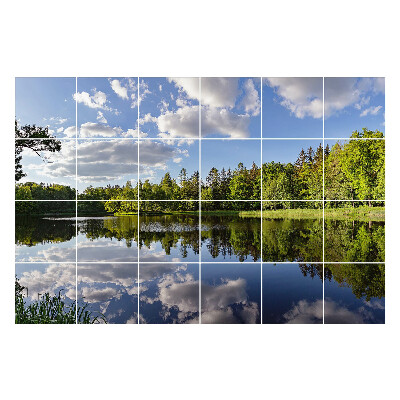 Autocolante pentru gresie Reflexia norilor în apă