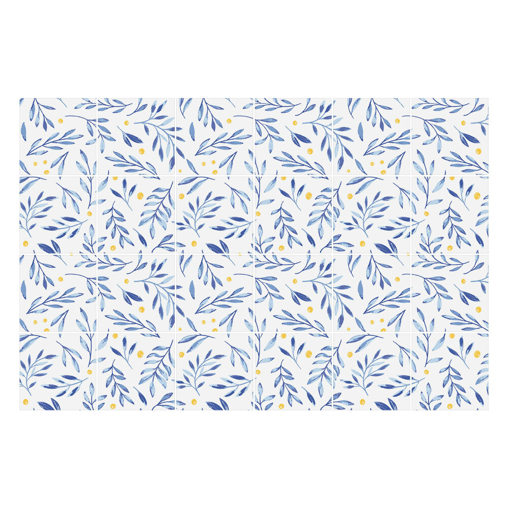 Autocolante gresie si faianta Frunze delicate cu accente