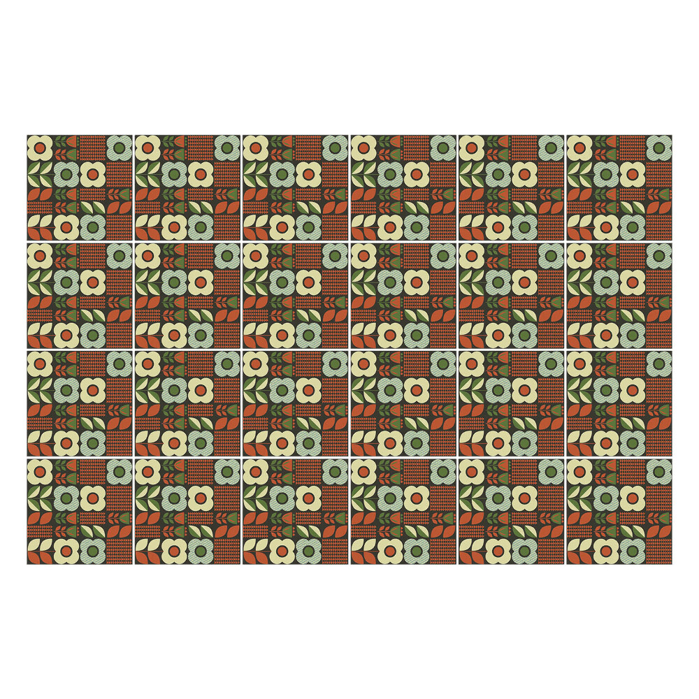 Autocolante pentru gresie Motive florale de faianță