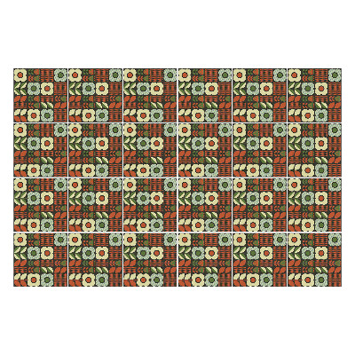 Autocolante pentru gresie Motive florale de faianță