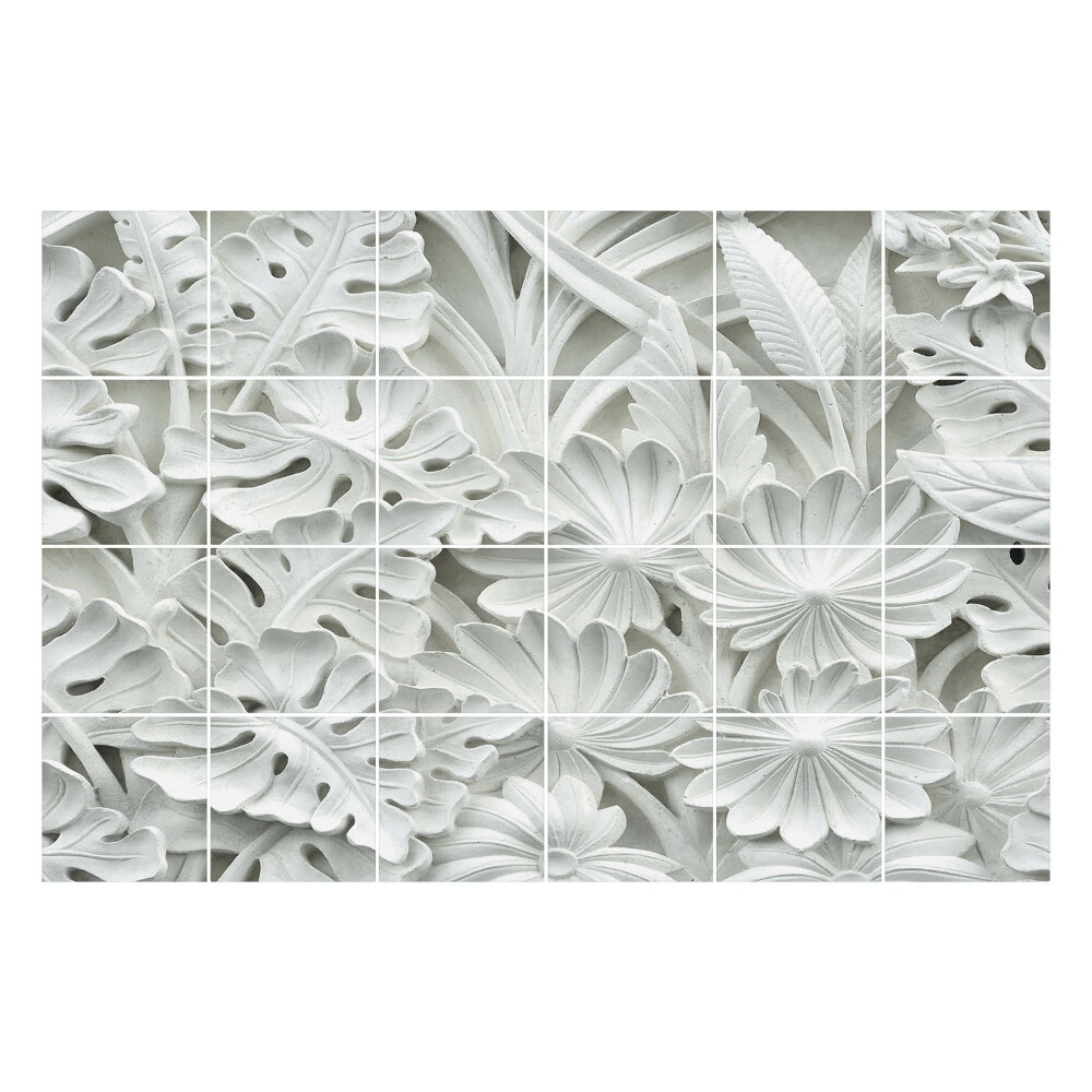 Autocolante pentru gresie Relief floral cu plante
