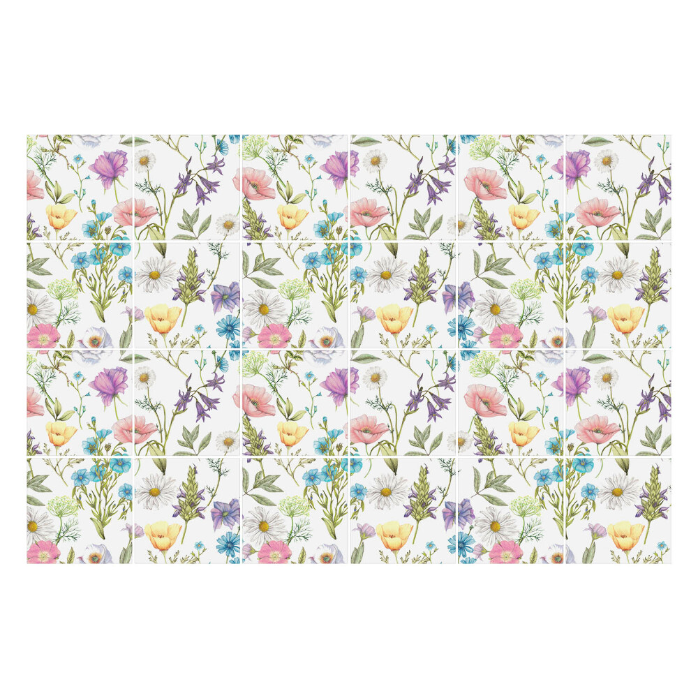 Autocolante gresie si faianta Motiv floral de pajiște