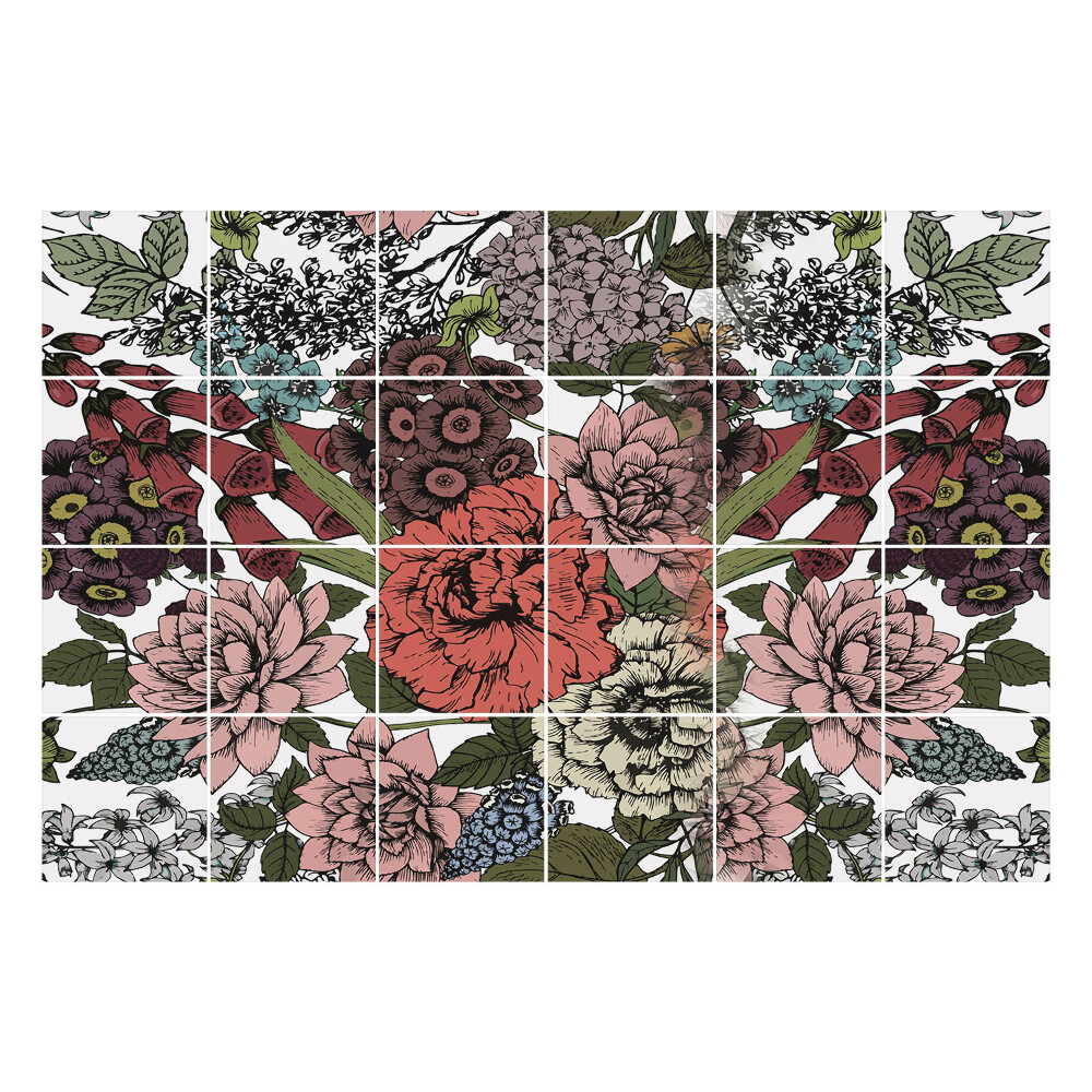 Autocolante pentru gresie Motiv floral cu detalii