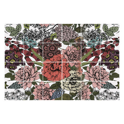 Autocolante pentru gresie Motiv floral cu detalii