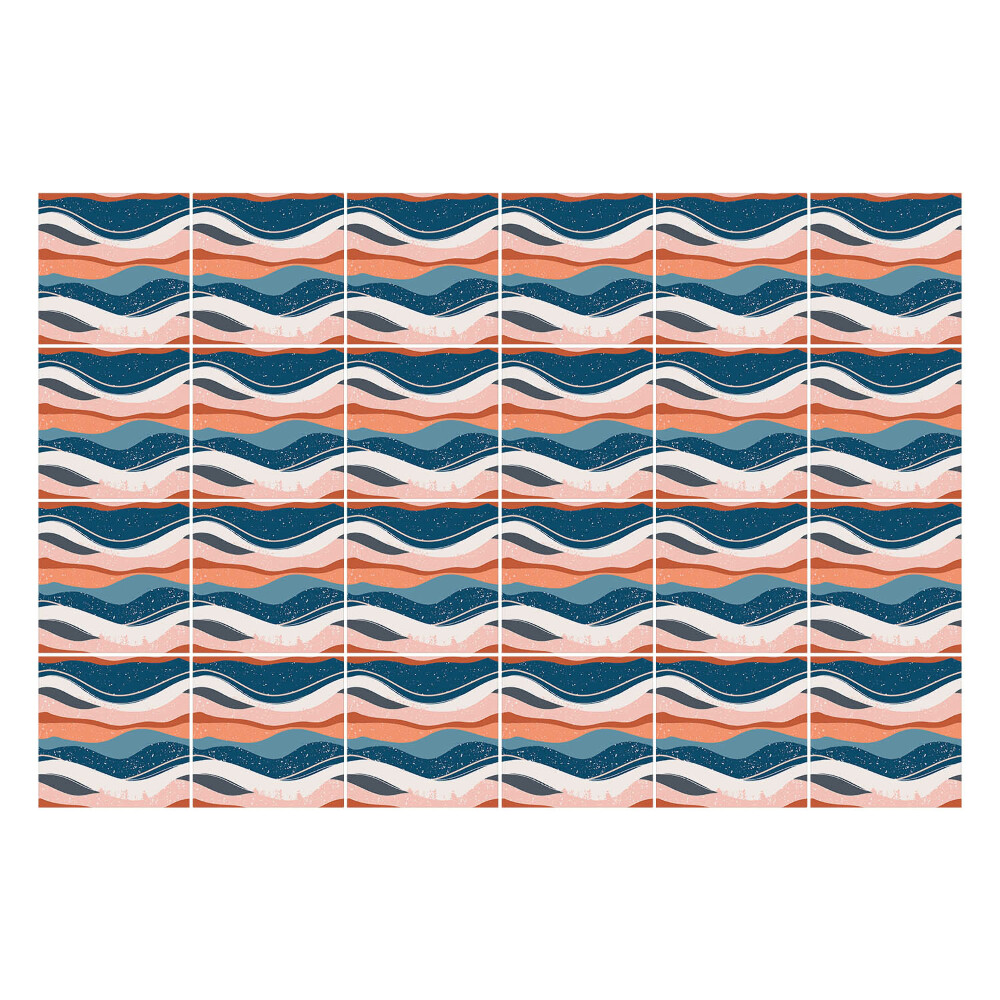 Autocolante pentru gresie Valuri în tonuri pastelate