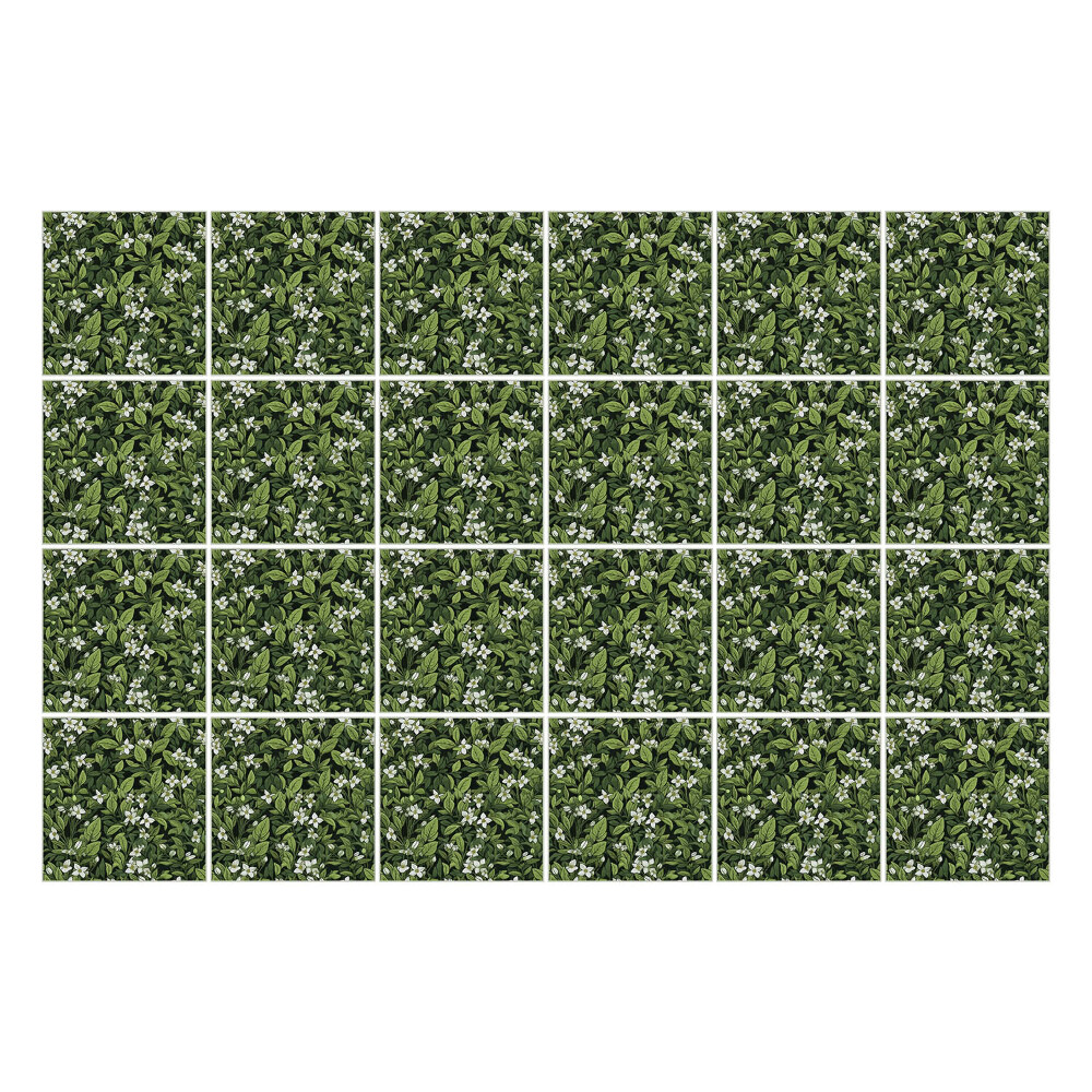 Autocolante gresie si faianta Frunze cu flori delicate