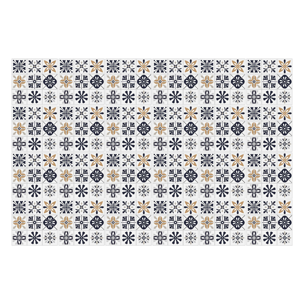 Autocolante gresie si faianta Flori și cercuri geometrice