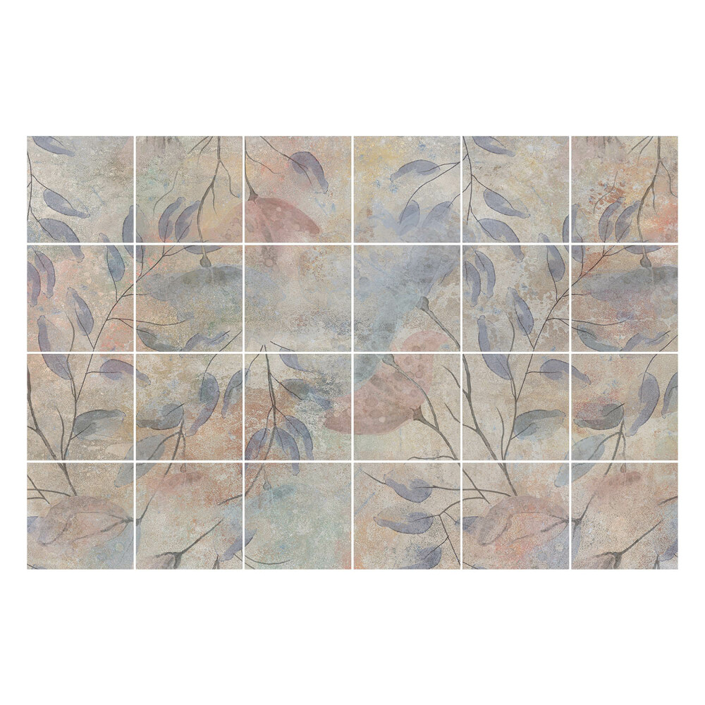 Autocolante gresie si faianta Frunze delicate pe fundal