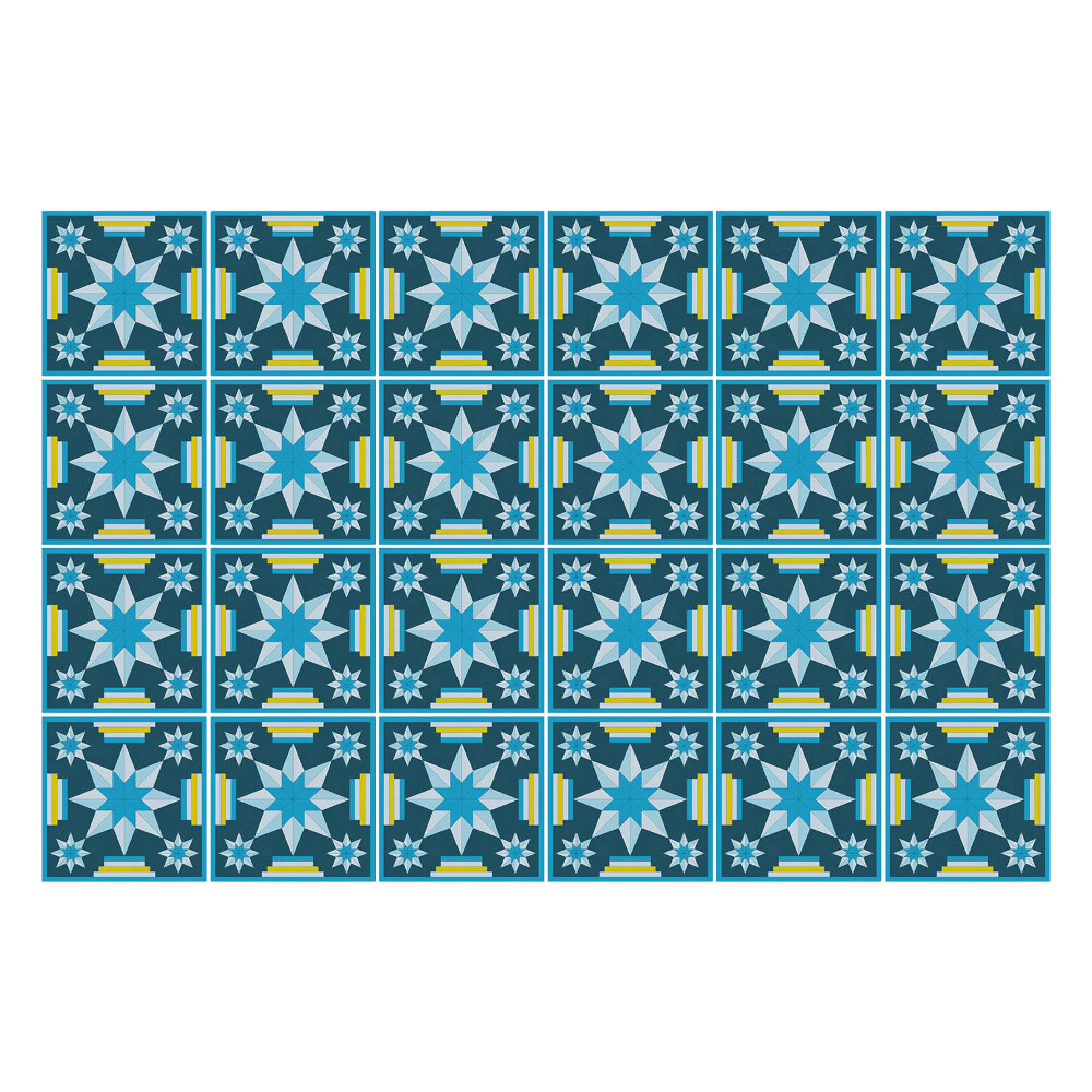 Autocolante pentru gresie Stele și dungi geometrice