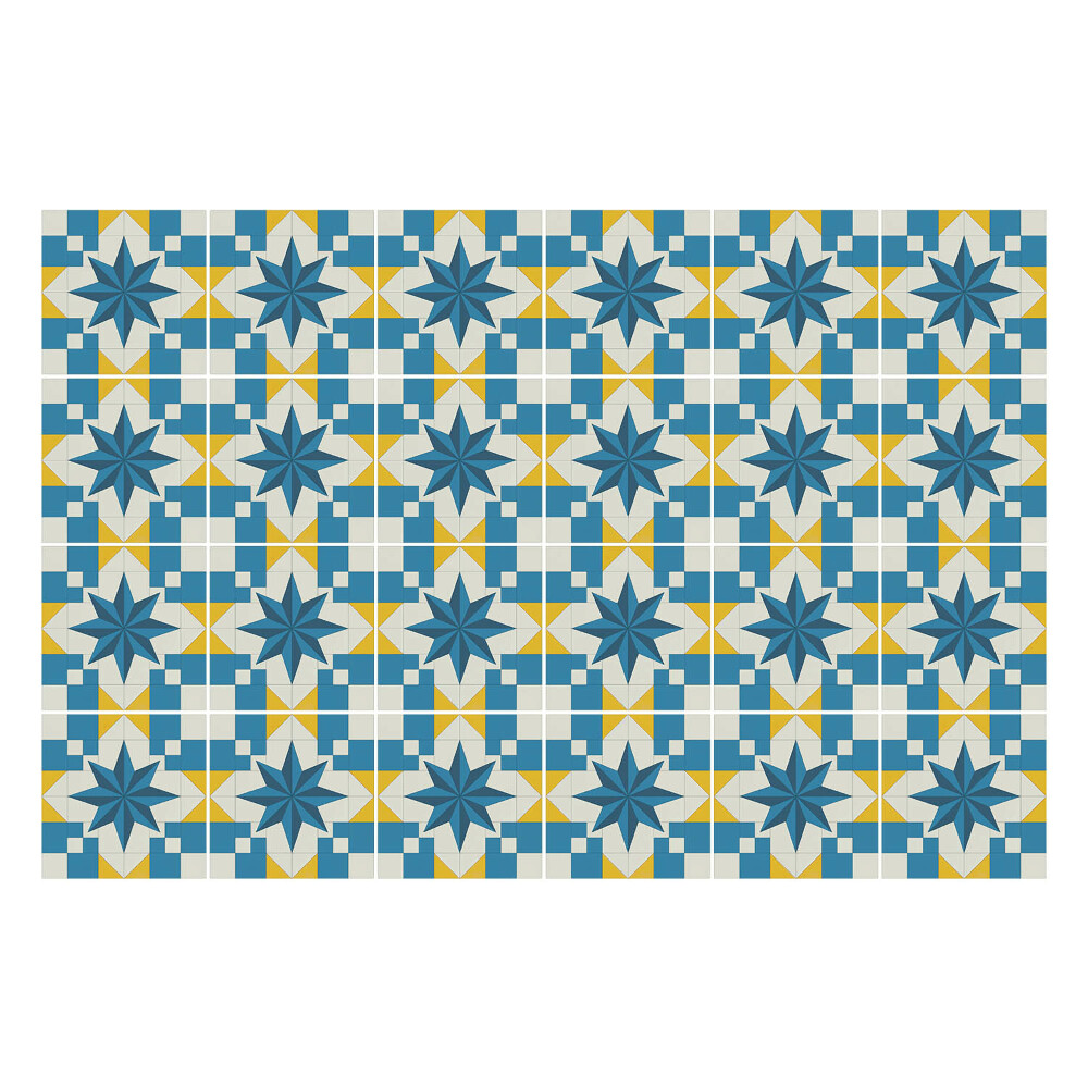 Autocolante pentru gresie Stele și pătrate simetrice