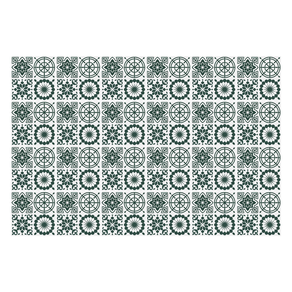 Autocolante gresie Flori și cercuri geometrice