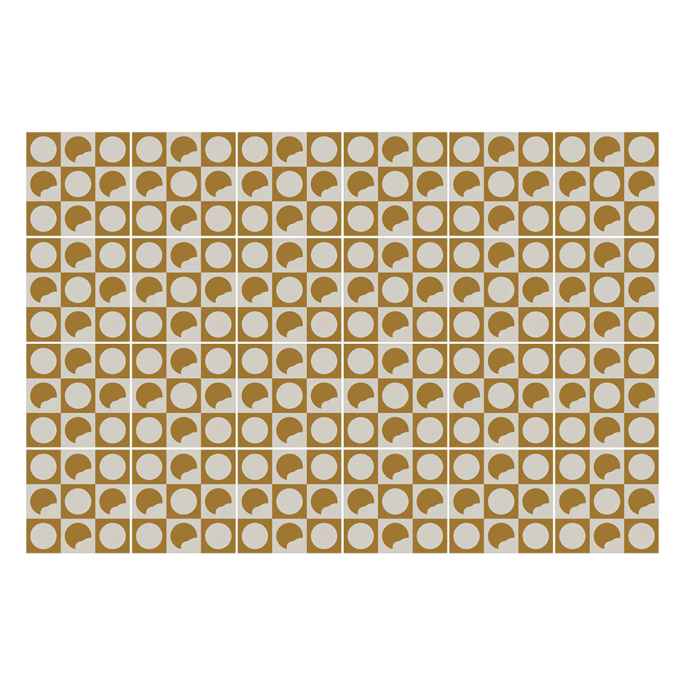 Autocolante pentru gresie Cercuri și frunze abstracte