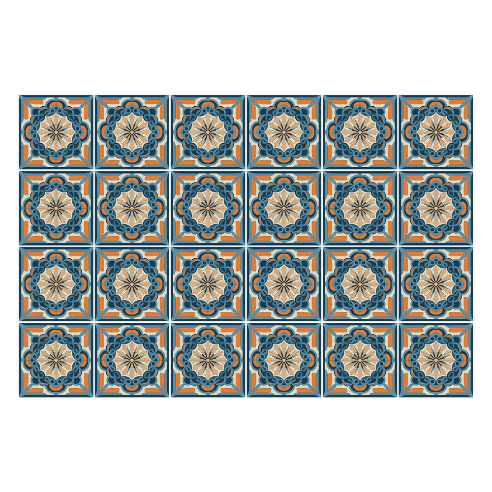 Autocolante pentru gresie Motive florale într-o plasă