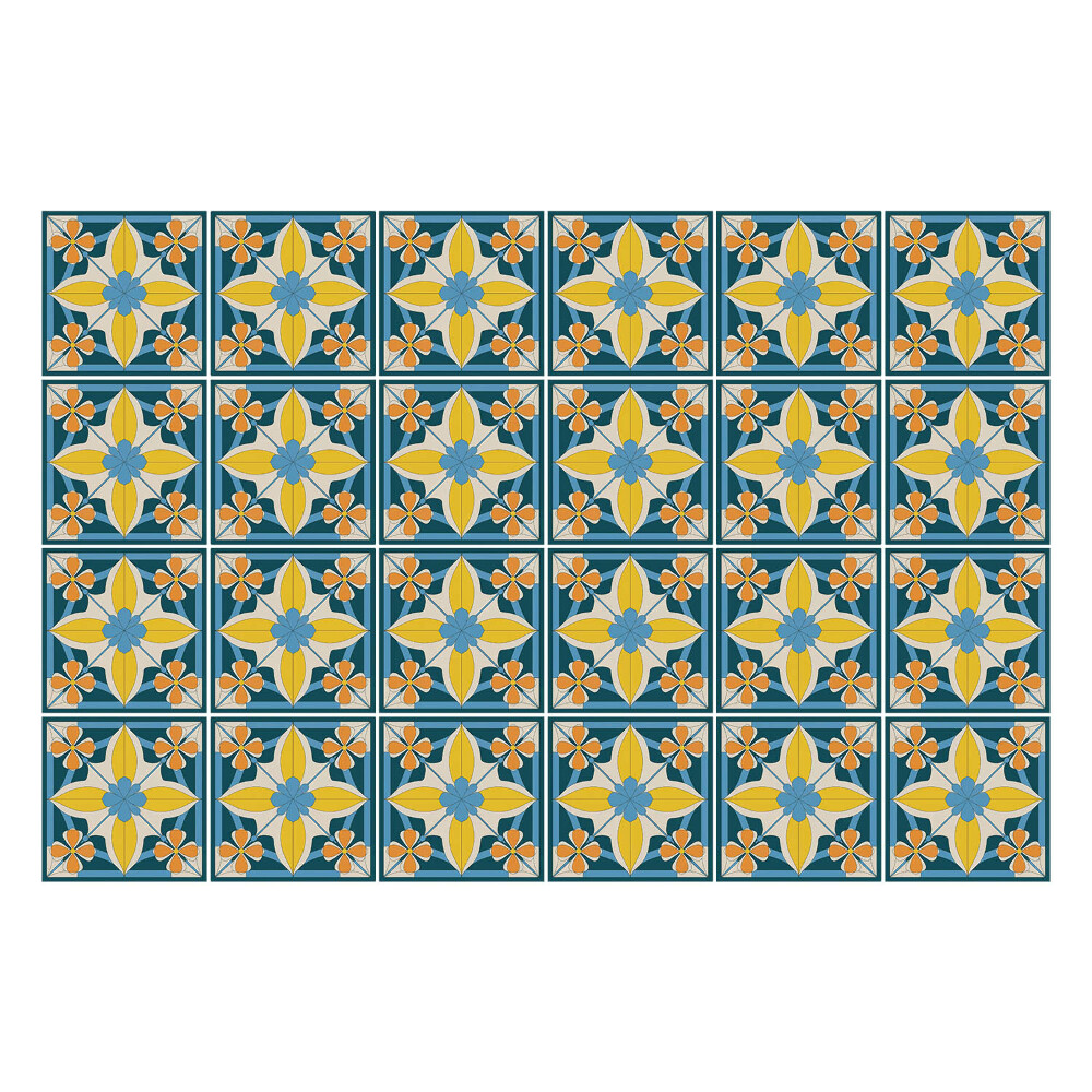 Autocolante pentru gresie Motive florale într-o plasă