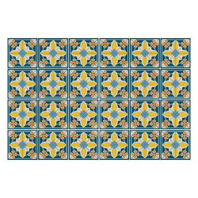 Autocolante pentru gresie Motive florale într-o plasă