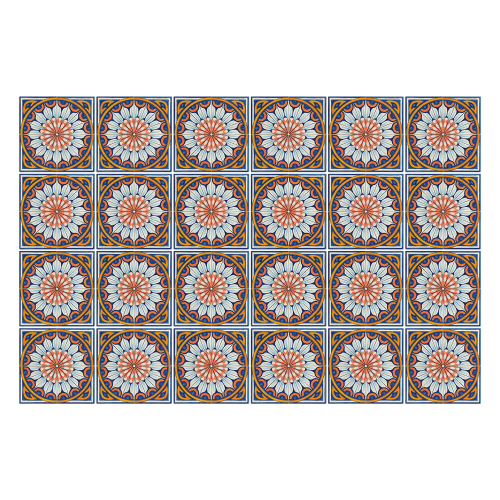 Autocolante pentru gresie Motive florale în cercuri