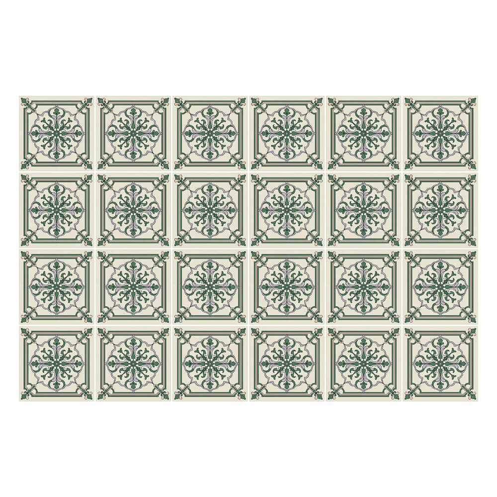 Autocolante pentru gresie Ornamente florale în cadru