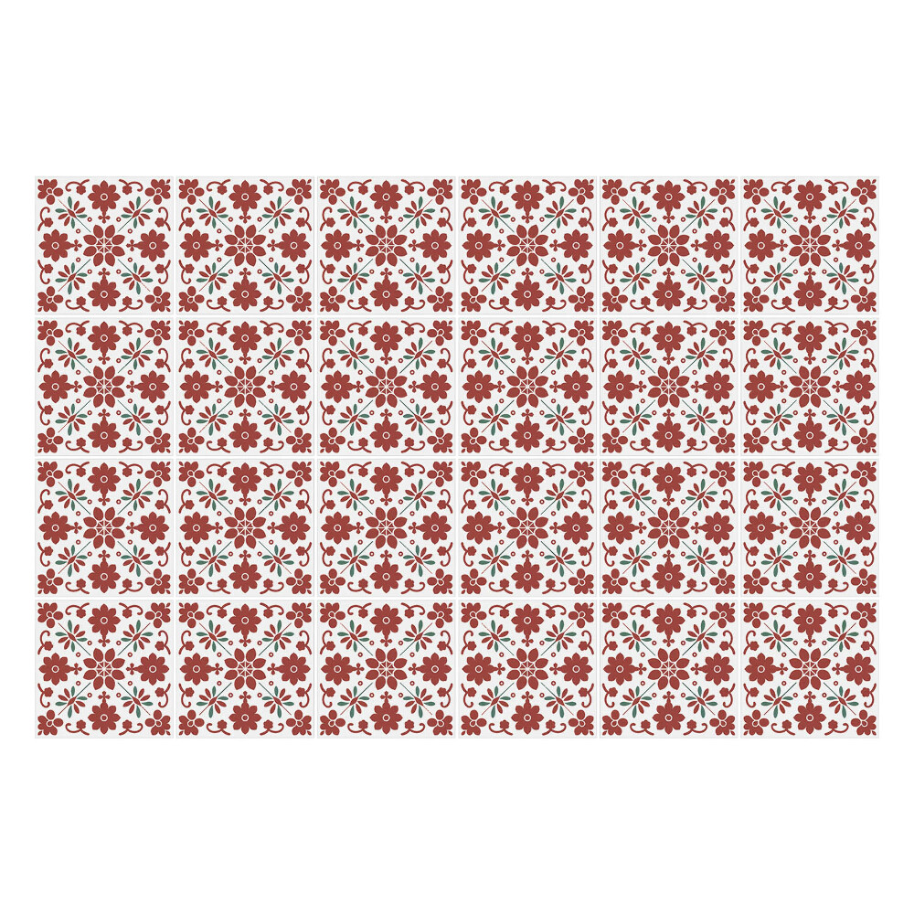 Autocolante pentru gresie Folclor - flori și frunze