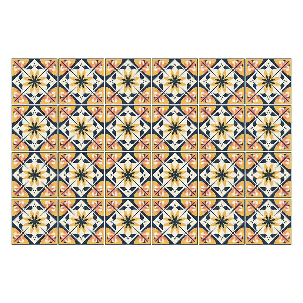 Autocolante gresie si faianta Simetrii florale în aranjament