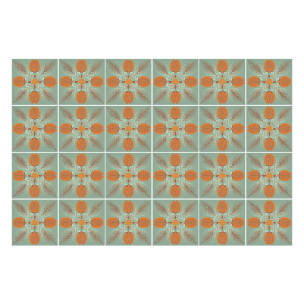 Autocolante pentru gresie Motive florale într-o plasă