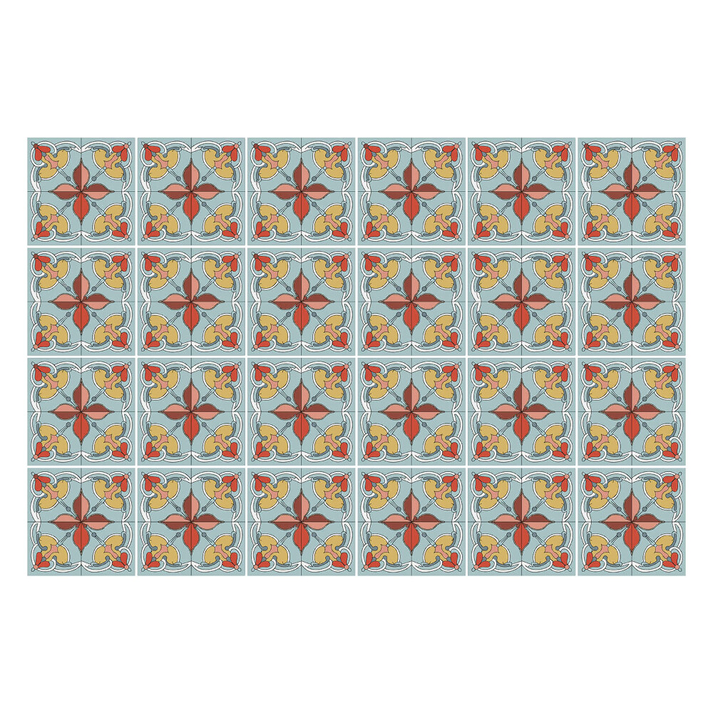 Autocolante gresie Flori stilizate într-o plasă