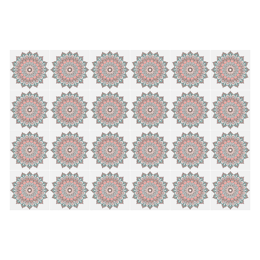 Autocolante gresie Mandale decorate în culori vii