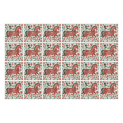 Autocolante gresie Cai într-un aranjament floral