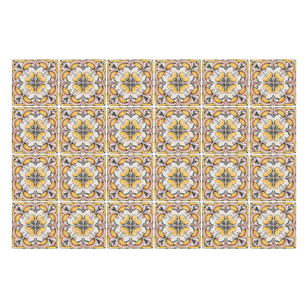 Autocolante pentru gresie Ornamente florale într-o plasă