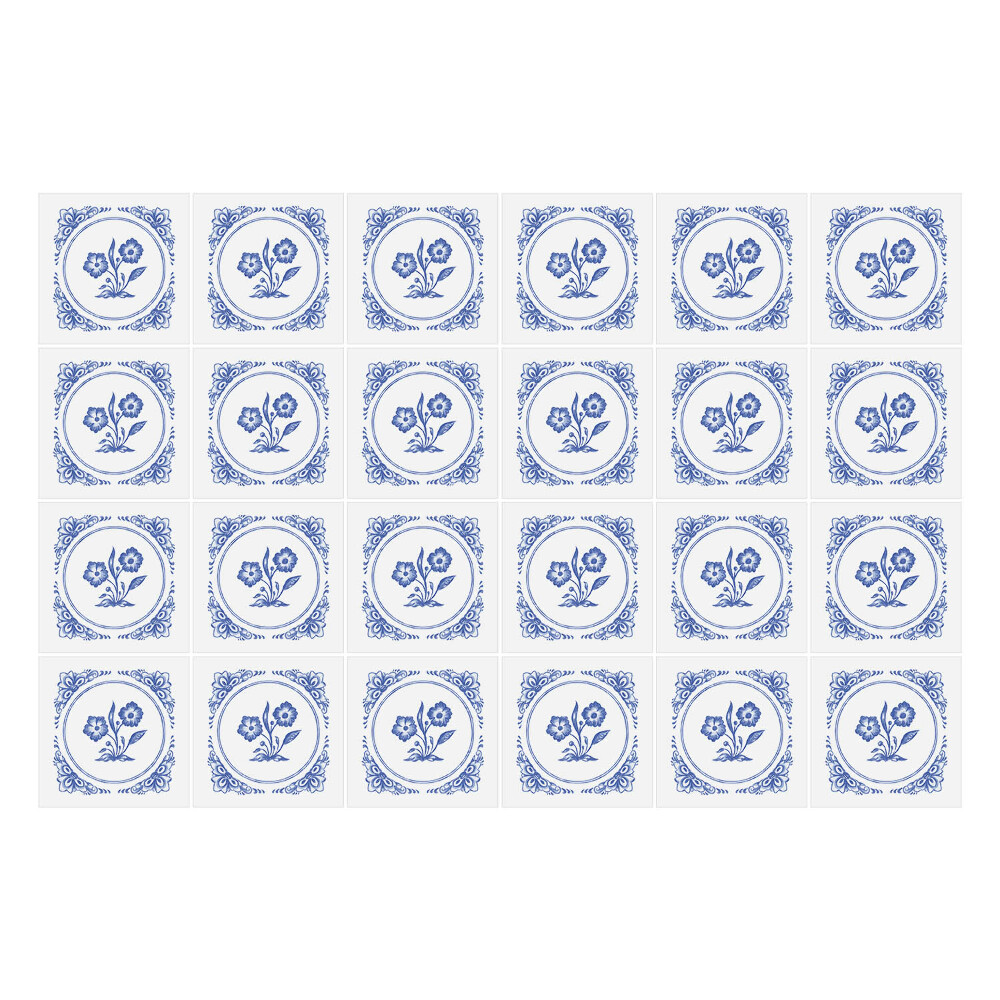 Autocolante pentru gresie Mozaic de flori albastre