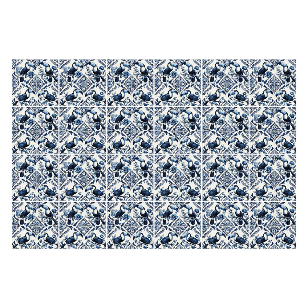 Autocolante gresie Păsări și flori elegante