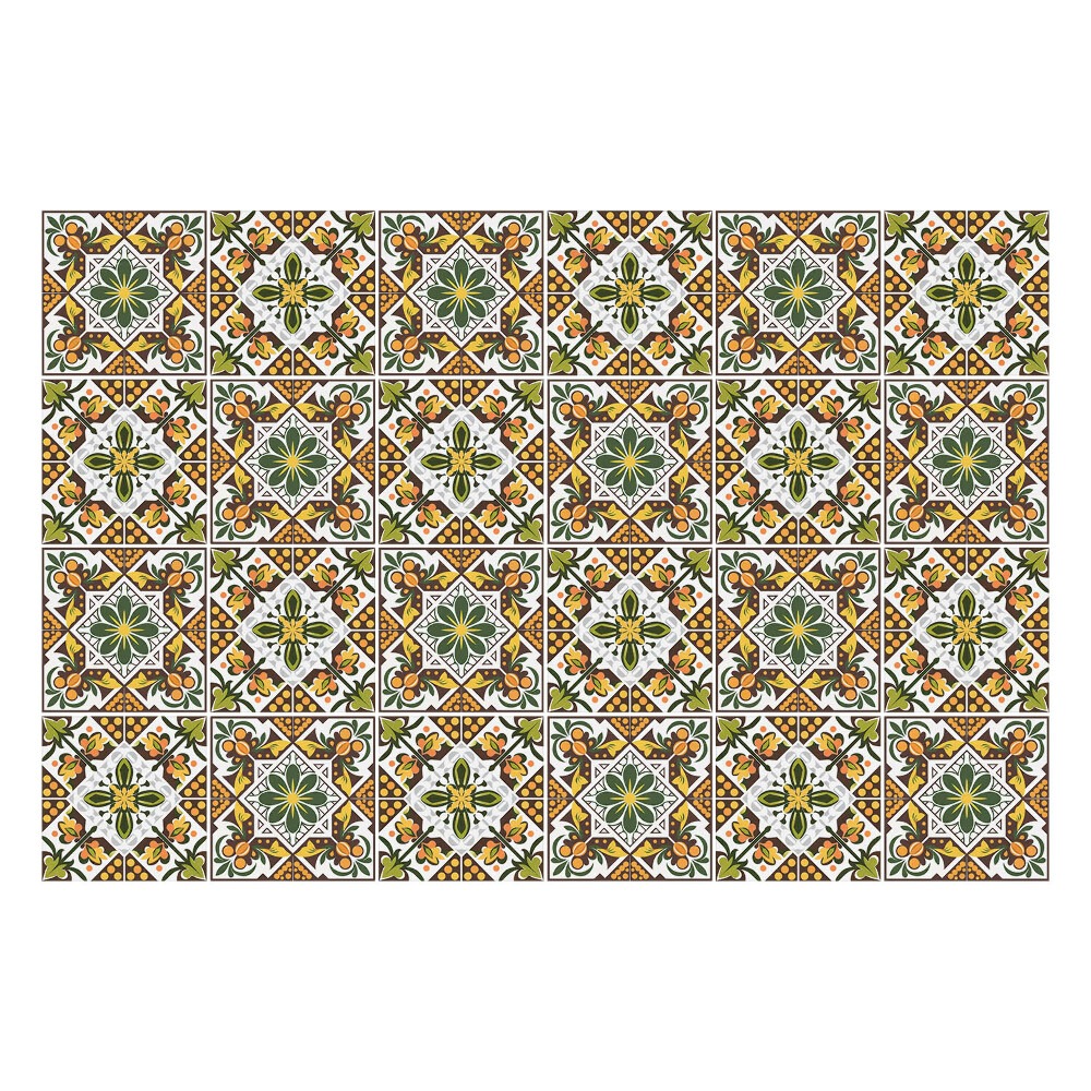 Autocolante pentru gresie Ornamente florale în pătrate