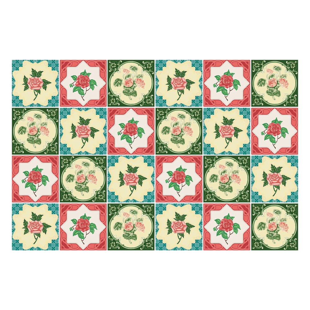 Autocolante gresie si faianta Motive florale cu trandafiri