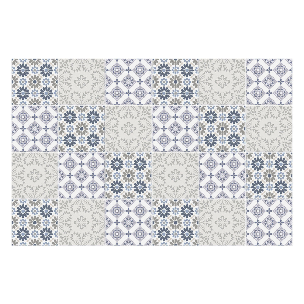 Autocolante gresie si faianta Motive florale în carouri