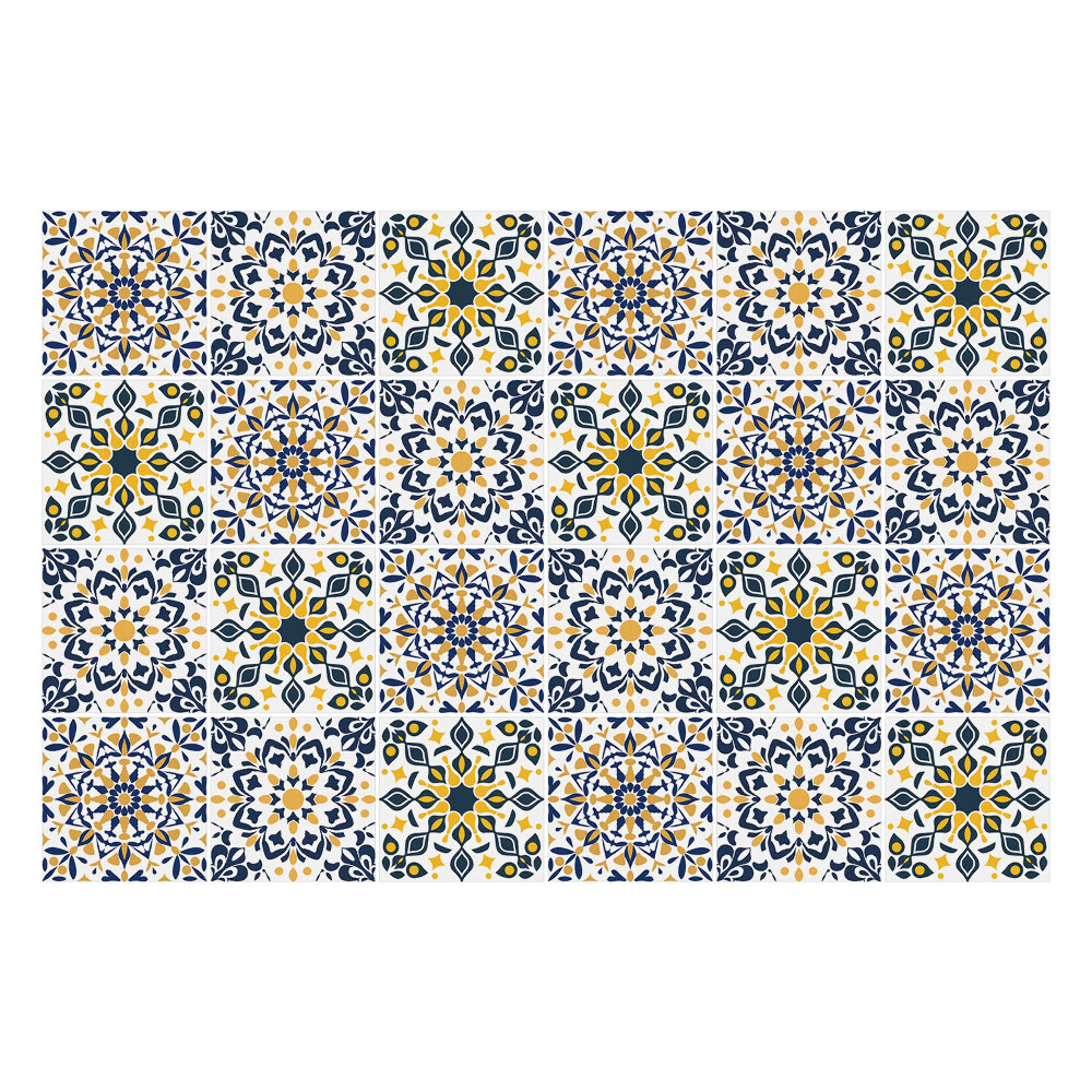 Autocolante gresie Flori și frunze geometrice