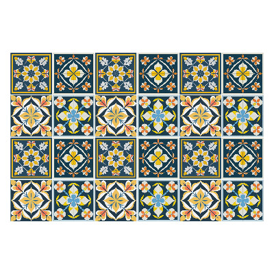 Autocolante pentru gresie plăci florale marocane