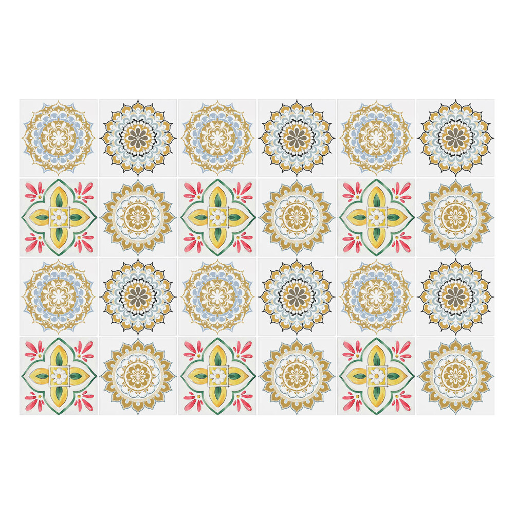 Autocolante pentru gresie Mandale și ornamente florale