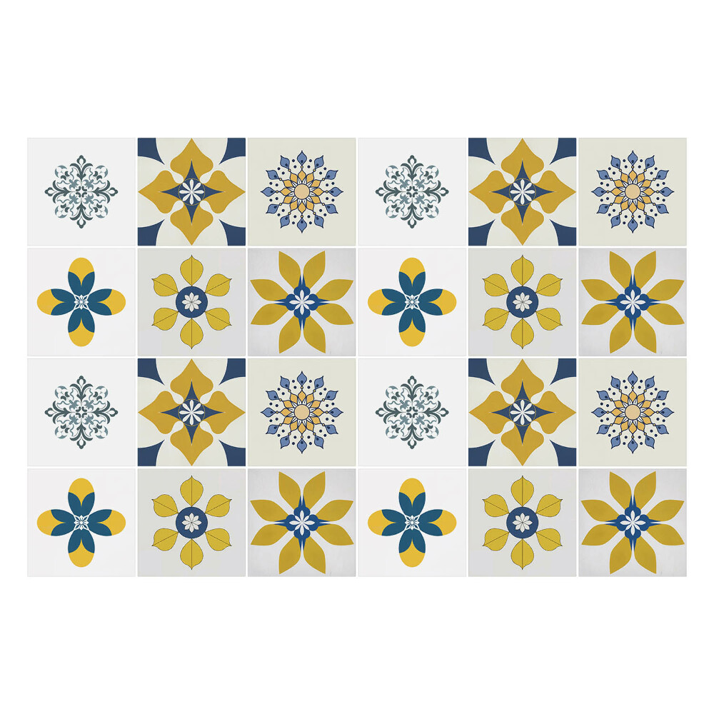 Autocolante pentru gresie Mandala și set de flori