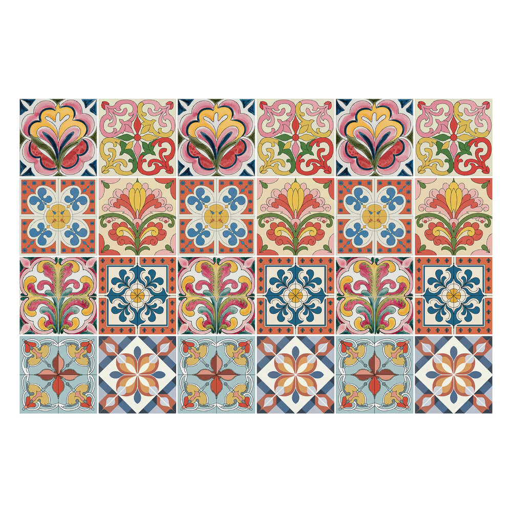 Autocolante gresie si faianta Modele florale retro